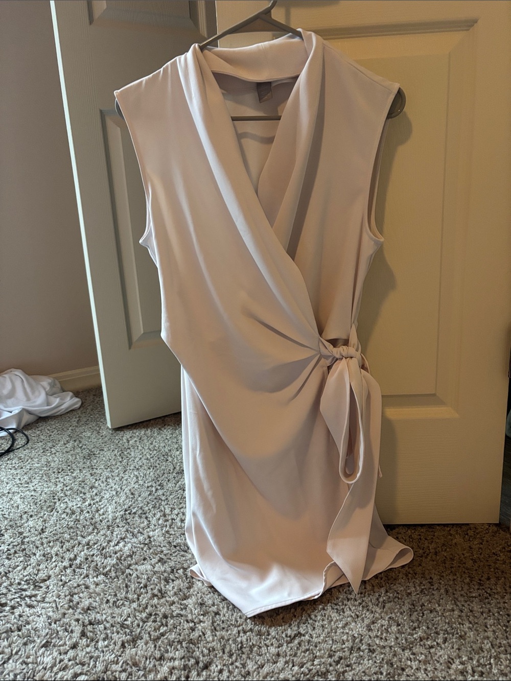 H&M Sleeveless Wrap Mini Dress in Light Cream